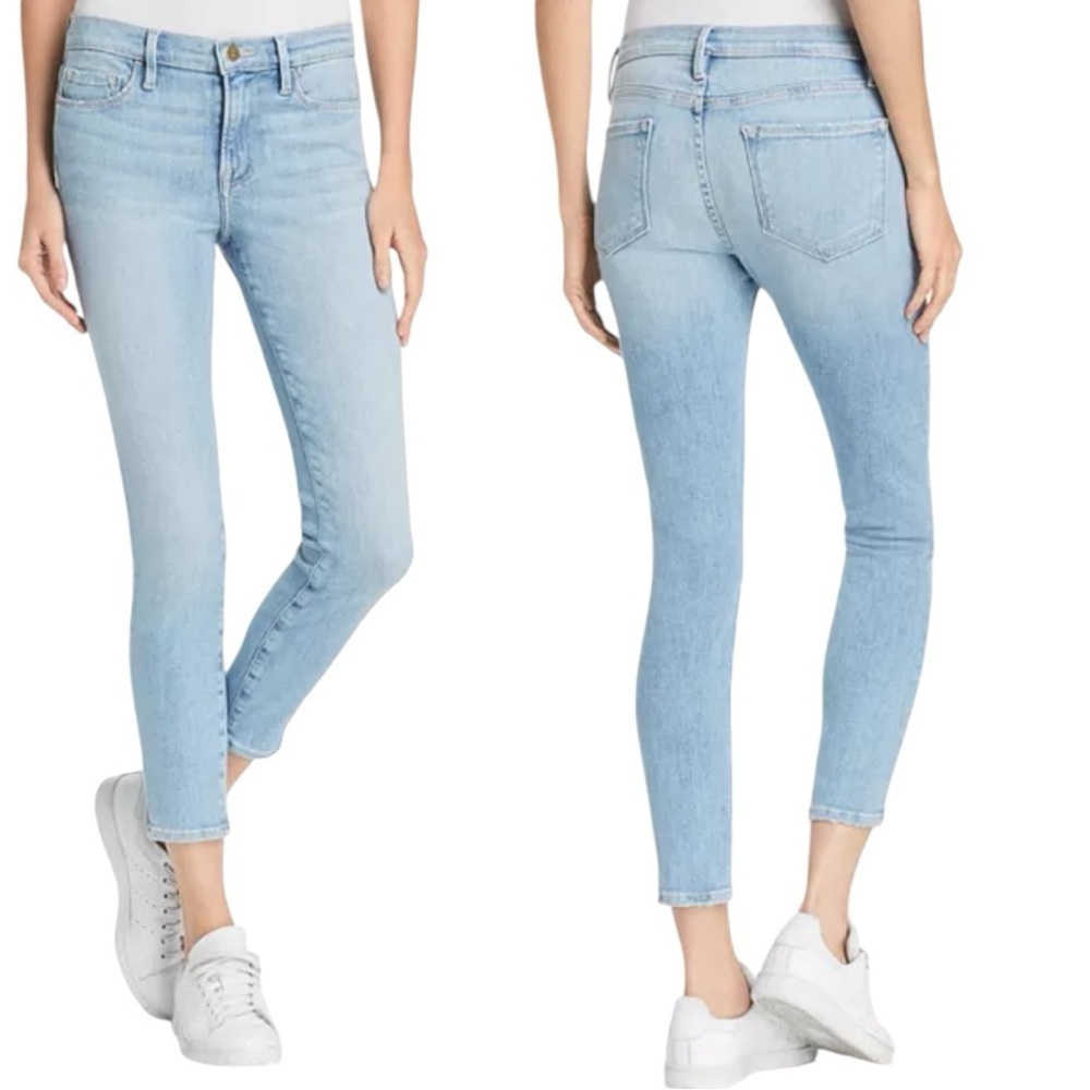 FRAME Women’s Blue Light Wash Le Skinny de Jeanne‎ Crop Skinny Jeans Size 24